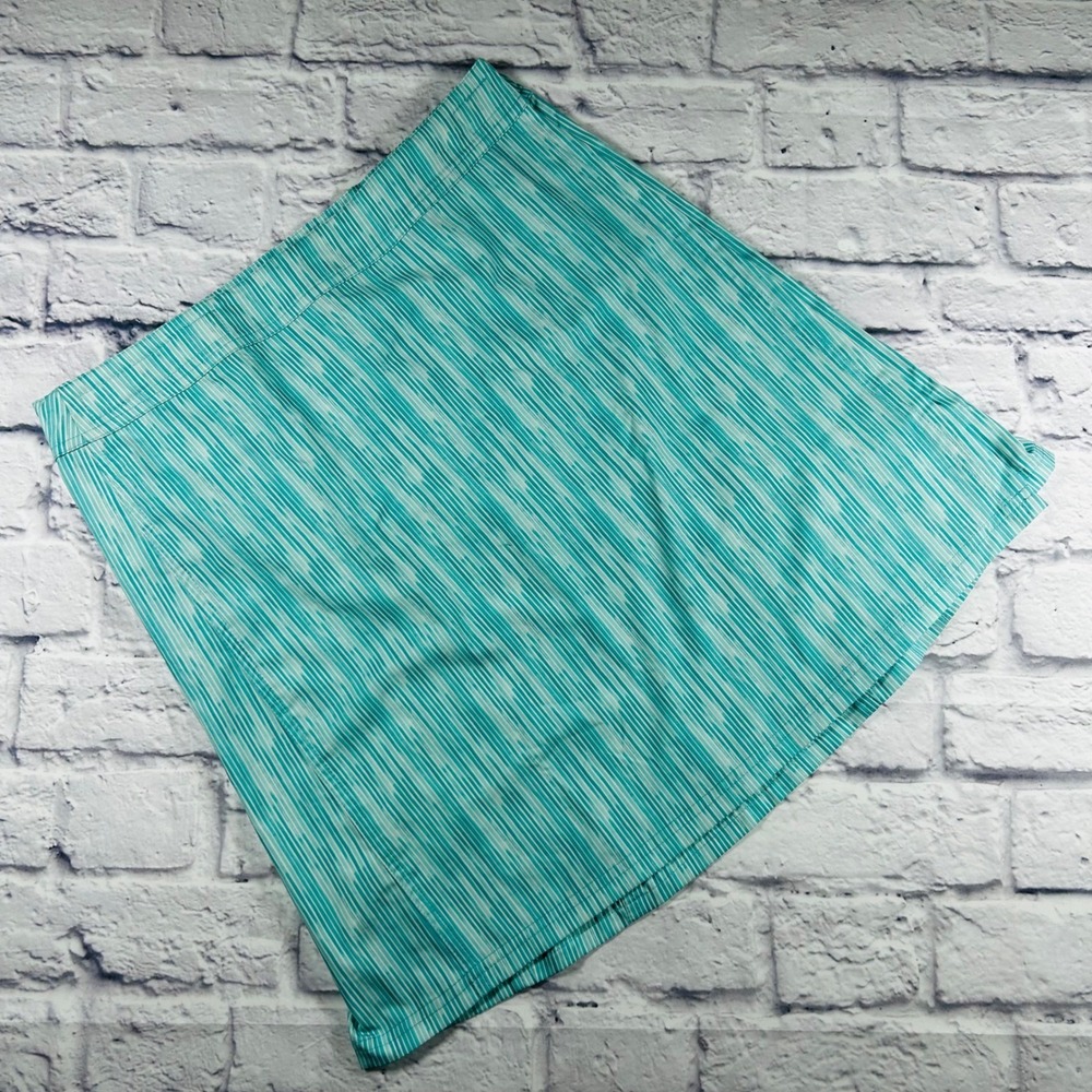 RipSkirt Hawaii Womens Medium Teal White Striped Wrap Skirt Stretch Activewear
